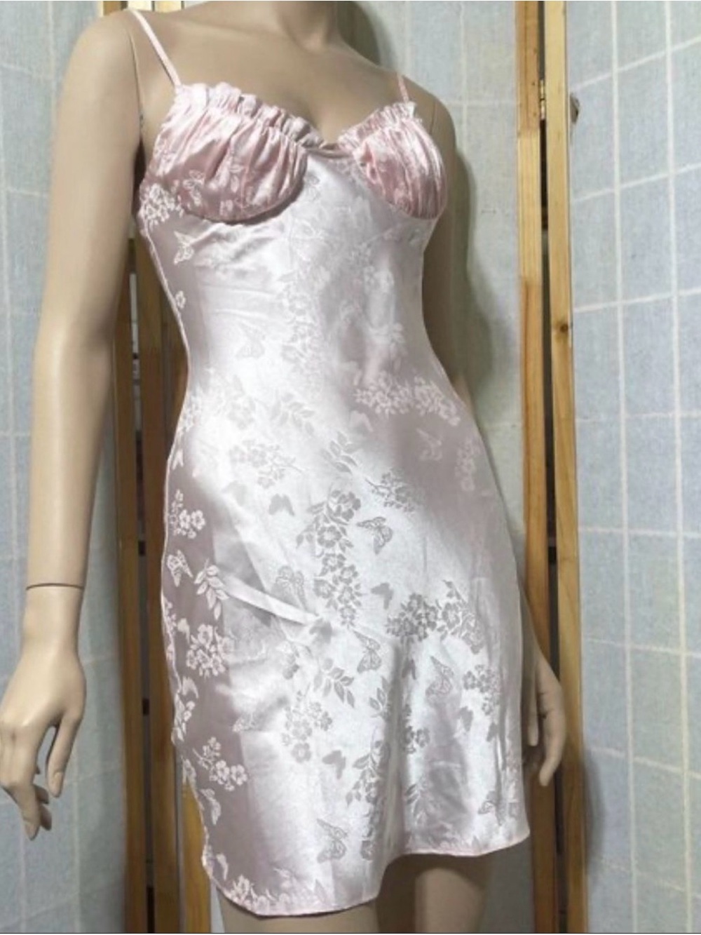 Lottie Moss Pink Satin Floral Slip Dress
